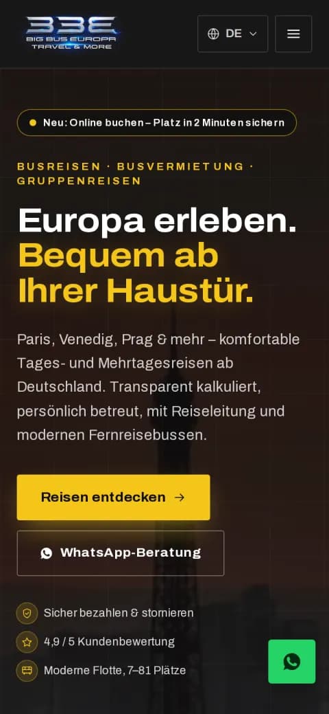 Big Bus Europa mobil görünüm