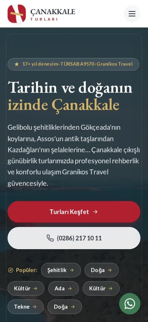 Çanakkale Turları mobil görünüm